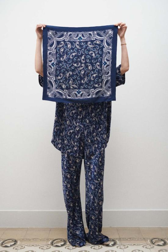  실크 런드리 머플러/스카프 실크 세탁 스카프 하운즈 페이즐리 - SILK LAUNDRY