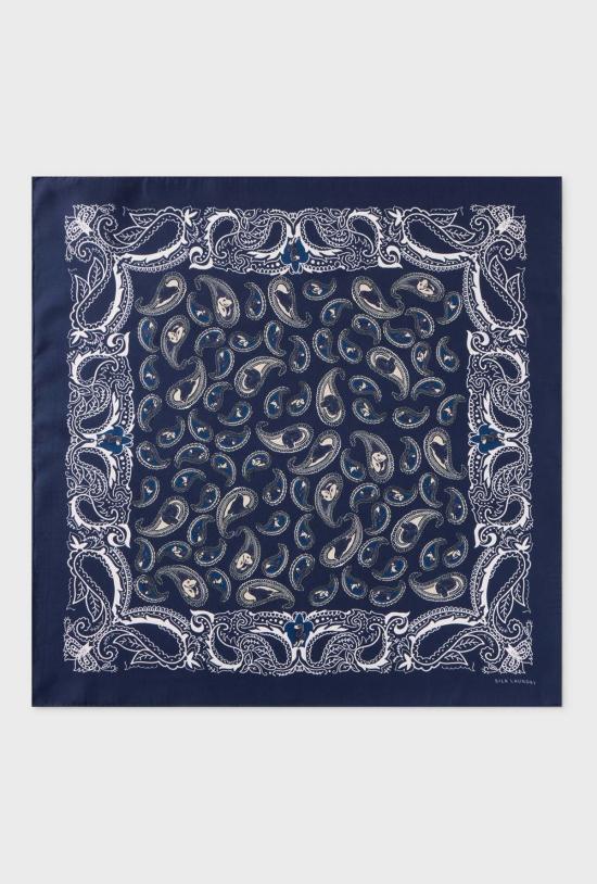  실크 런드리 머플러/스카프 실크 세탁 스카프 하운즈 페이즐리 - SILK LAUNDRY