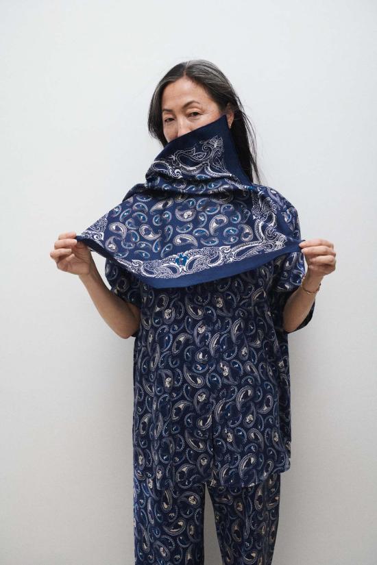  실크 런드리 머플러/스카프 실크 세탁 스카프 하운즈 페이즐리 - SILK LAUNDRY
