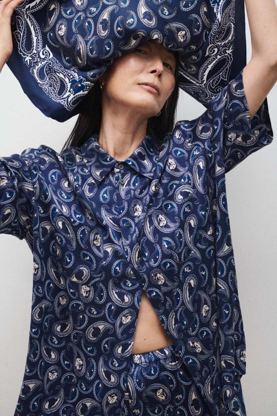  실크 런드리 머플러/스카프 실크 세탁 스카프 하운즈 페이즐리 - SILK LAUNDRY