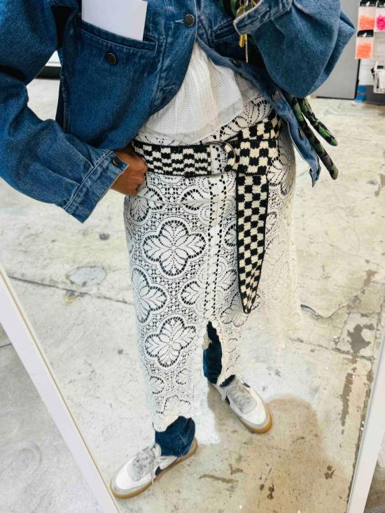  Yesaet 와이드 벨트 예사엣 체크 크로셰 - YESAET