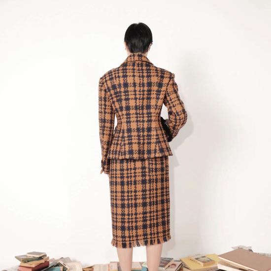  Zimo 수트 자켓 지모 트위드 블레이저 브라운/네이비 트위드 - OTHER BRANDS