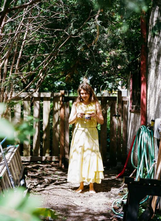  마리아 스탠리 미디 스커트 Maria Stanley Ruie  유자 체크 무늬 - MARIA STANLEY