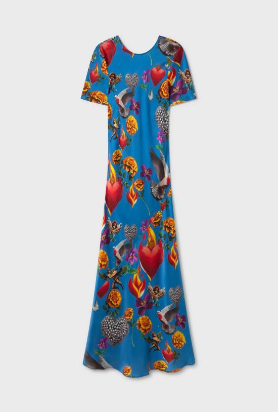  실크 런드리 롱 원피스 반팔 바이어스 드레스 디어빌러브드 미라지 - SILK LAUNDRY