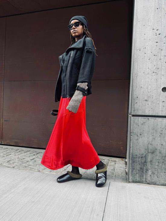  Yesaet 롱 스커트 예사엣 자자라 실크  립스틱 레드 - OTHER BRANDS