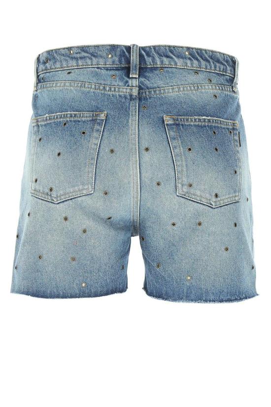  생로랑 데님 숏팬츠 생 로랑 스터드 장식 데님 쇼츠 아주르 - SAINT LAURENT