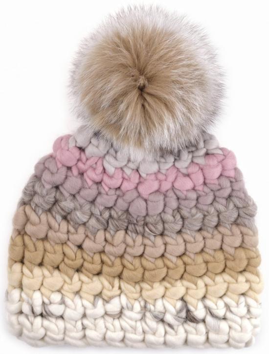  미샤램퍼트 모자 미샤 램퍼트 파스텔 스트라이프 비니 + 블러쉬 XL 폼폼 - MISCHA LAMPERT