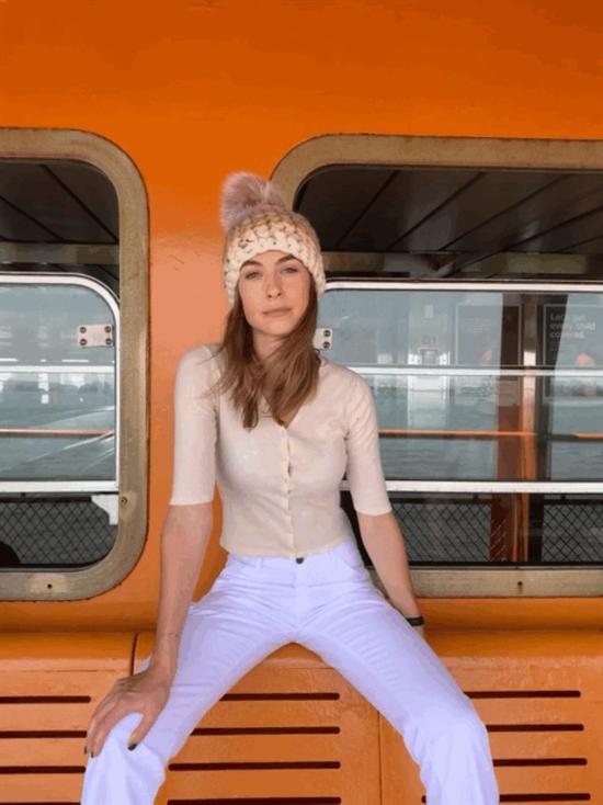  미샤램퍼트 모자 미샤 램퍼트 파스텔 스트라이프 비니 + 블러쉬 XL 폼폼 - MISCHA LAMPERT