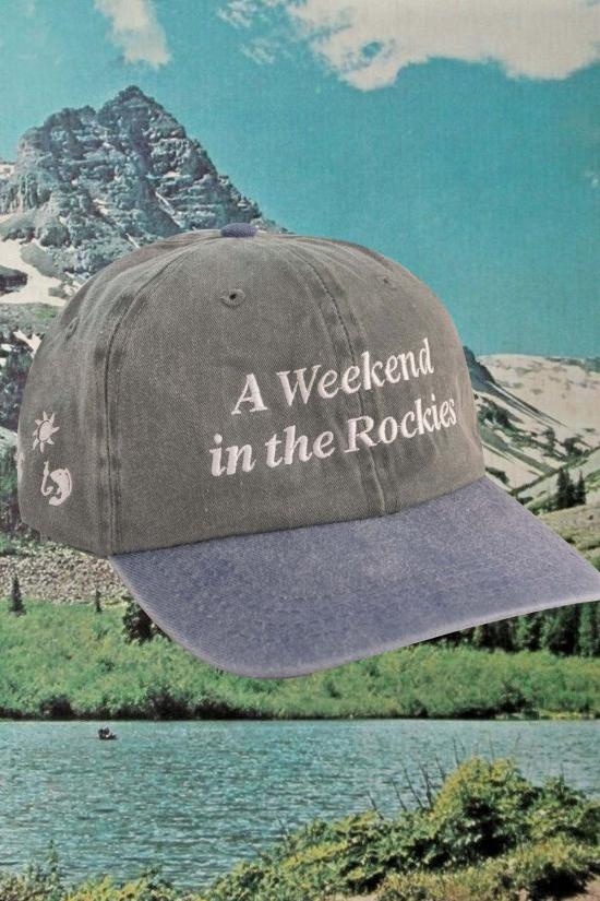  Hand embroidered hat 모자 손으로 자수한 , 로키 산맥에서의 주말, 공기와 물 속의