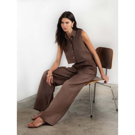  헤브론 스트레이트 팬츠 알리나 팬츠 초콜릿 - HEVRON