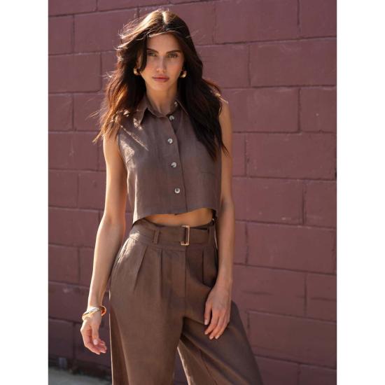  헤브론 스트레이트 팬츠 알리나 팬츠 초콜릿 - HEVRON