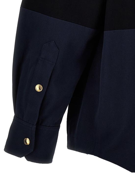 톰브라운 셔츠 톰 브라운 콤보 스냅 오버 블루 - THOM BROWNE