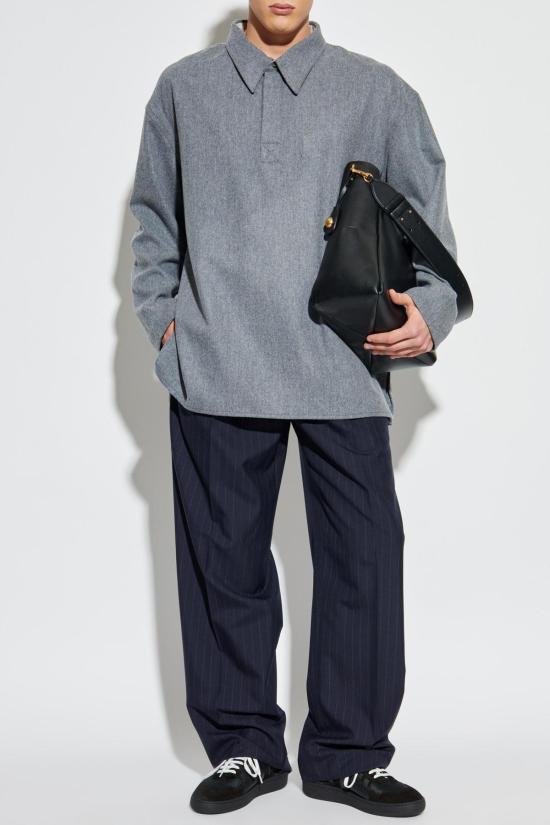  아미 폴로 티셔츠 알렉상드르 마티우시 울 폴로 셔츠 그레이 - AMI