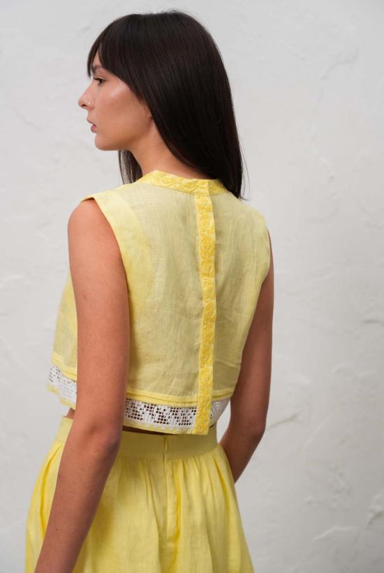  Annabo 민소매 티셔츠 안나보 데저트 로즈 크롭탑 옐로우 - OTHER BRANDS