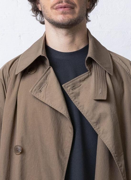  그레이 트렌치 코트 . 피크드 라펠  다크 카키 - GREI