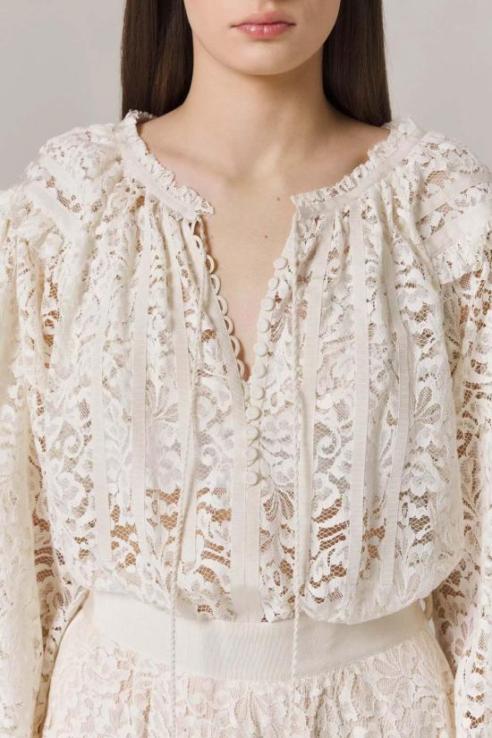  Santicler 롱 원피스 산티클레르 오자나 레이스 드레스 (그로스그레인 아플리케 슈가 장식) - SANTICLER