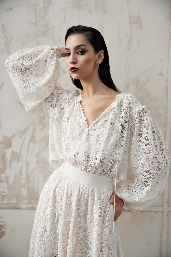  Santicler 롱 원피스 산티클레르 오자나 레이스 드레스 (그로스그레인 아플리케 슈가 장식) - SANTICLER