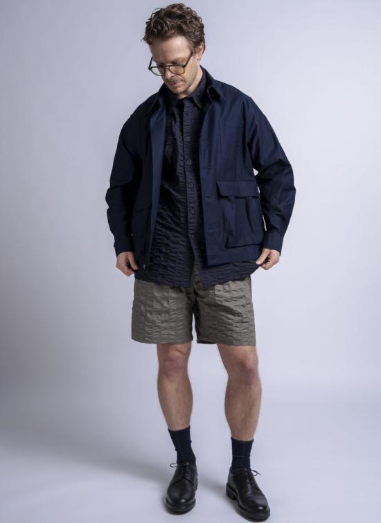  GREI. 자켓 그레이. 텀블드 크레이프 새틴 사진작가 재킷 미드나잇 블루 - OTHER BRANDS