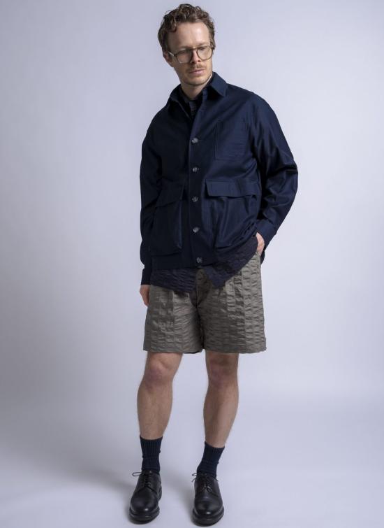  GREI. 자켓 그레이. 텀블드 크레이프 새틴 사진작가 재킷 미드나잇 블루 - OTHER BRANDS