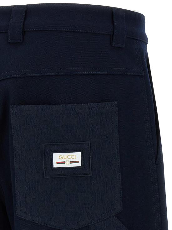  구찌 스트레이트 팬츠 인크로시오 Gg  블루 - GUCCI