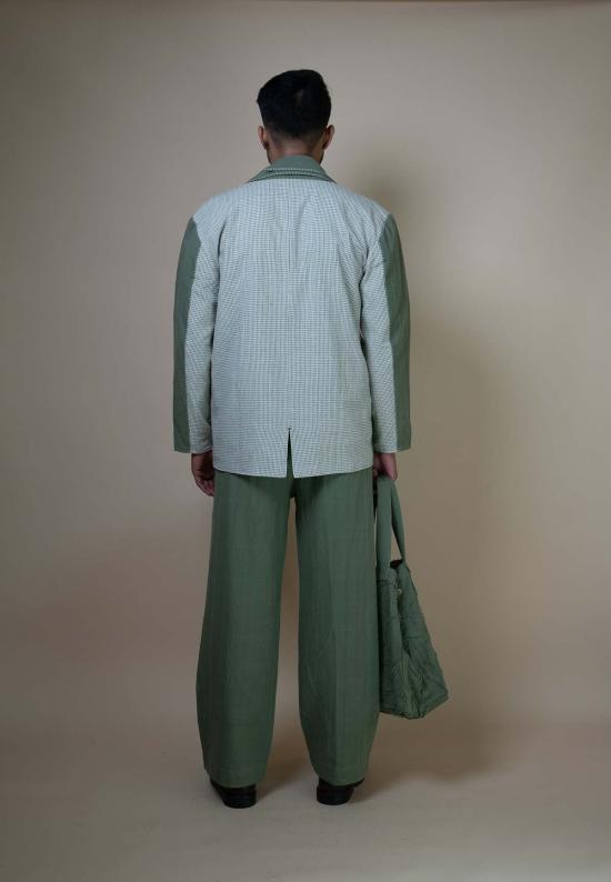  이키비 수트 자켓 메도우즈 유니섹스 더블 브레스트 블레이저 그린 - IKKIVI