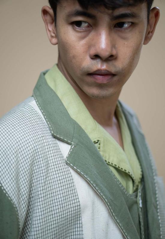  이키비 수트 자켓 메도우즈 유니섹스 더블 브레스트 블레이저 그린 - IKKIVI