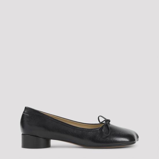  MM6 메종마르지엘라 플랫 슈즈 Mm6 메종 마르지엘라 송아지 가죽 발레리나  블랙