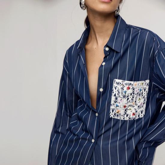  Rentrayage 셔츠 렌트레이지 킹 에디  네이비 핀스트라이프 - OTHER BRANDS