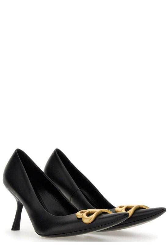  발렌시아가 힐/펌프스 로고 플레이트 뾰족코 힐 블랙 - BALENCIAGA