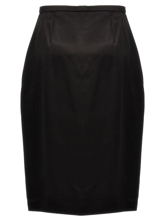  생로랑 미디 스커트 새틴 펜슬 스커트 블랙 - SAINT LAURENT