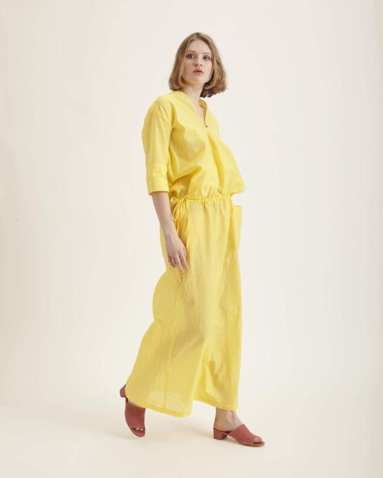  휴머노이드 롱 원피스 로자 맥시 드레스 레몬색 - HUMANOID