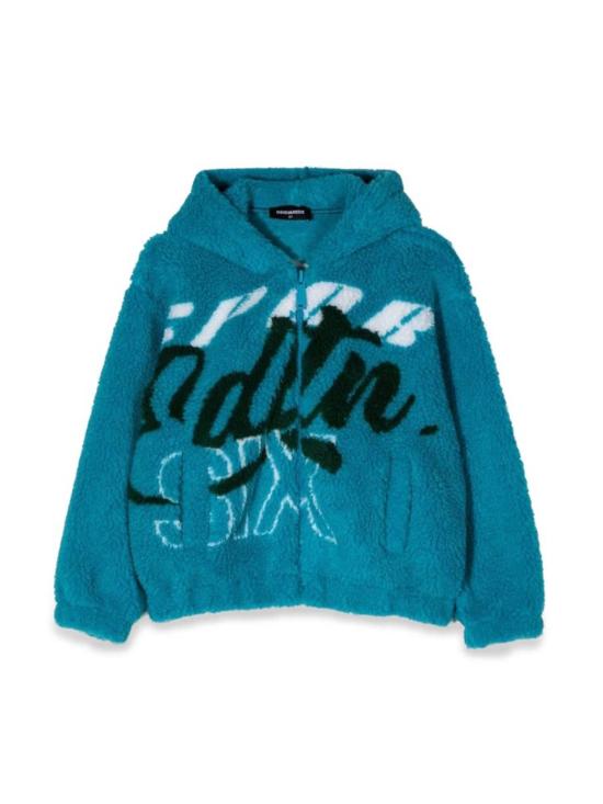  [키즈] 디스퀘어드2 풀오버 키즈 Dsquared2 자카드 퍼 후드 스웨트셔츠 아주르