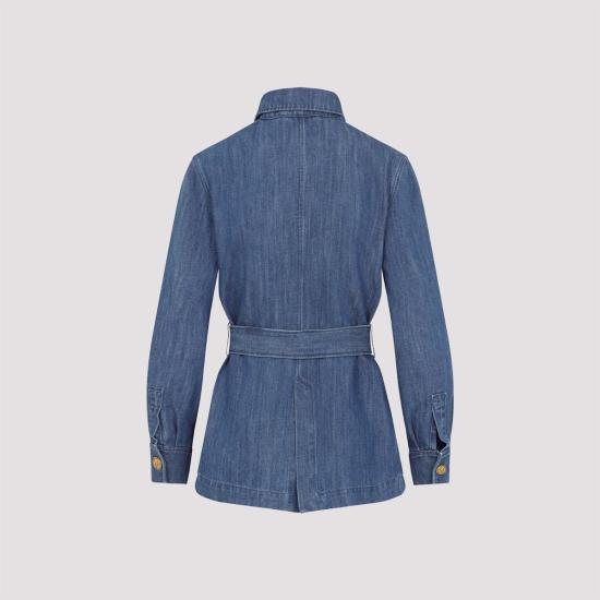  발렌티노 가라바니 데님 자켓 사하리아나 벨티드 웨이스트 데님 재킷 미디엄 블루 데님 - VALENTINO GARAVANI