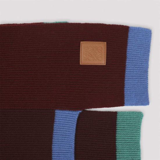  로에베 머플러/스카프 30x178 비대칭 스카프 그린 레드 멀티컬러 - LOEWE