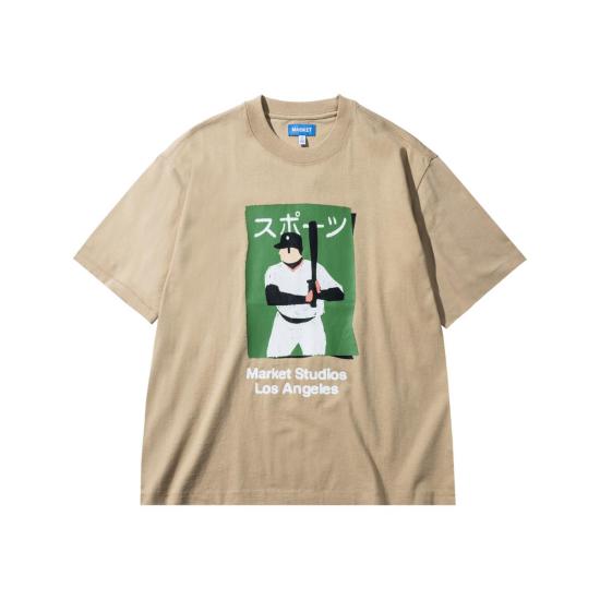  마켓 반팔 티셔츠 일러스트레이티드 야구 티셔츠