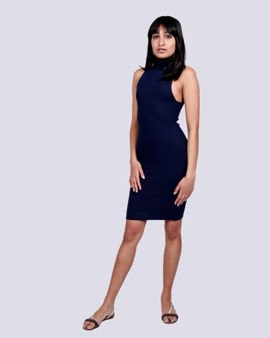  giu giu 숏 원피스 Giu Giu Nonna 터틀넥 니트 드레스 네이비 - OTHER BRANDS