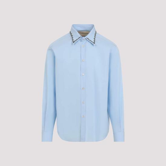  발렌티노 가라바니 긴팔 셔츠 Valentino Camicia Maniche Lunghe Ricamata 셔츠 Cielo - VALENTINO GARAVANI