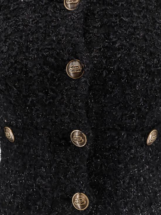  발렌시아가 가디건 크롭 트위드  블랙 - BALENCIAGA