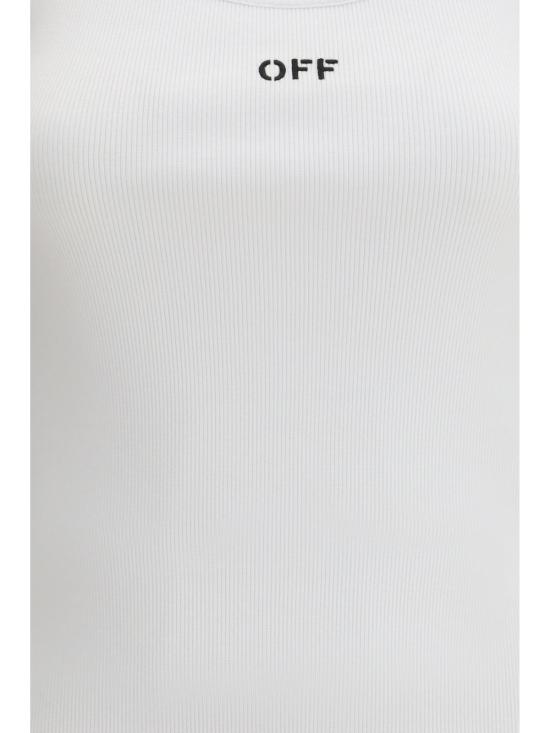  오프화이트 민소매 티셔츠 오프 스탬프 립 탱크탑 - OFF WHITE