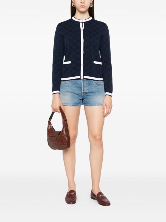  구찌 데님 숏팬츠 데님 코튼 반바지 라이트 블루 - GUCCI