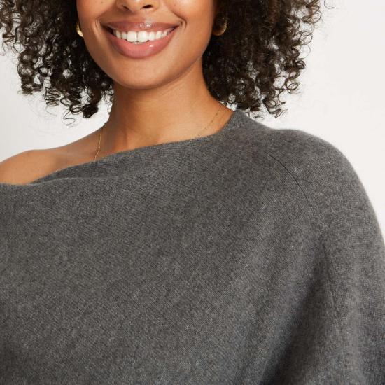  산티클레르 가디건 산티클러 제니카 오버사이즈 캐시미어 케이프 판초 헤더 차콜 - SANTICLER