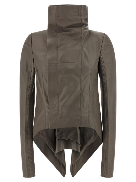 26SS 릭 오웬스 가죽 자켓 RP01F6743LBY34 Gray