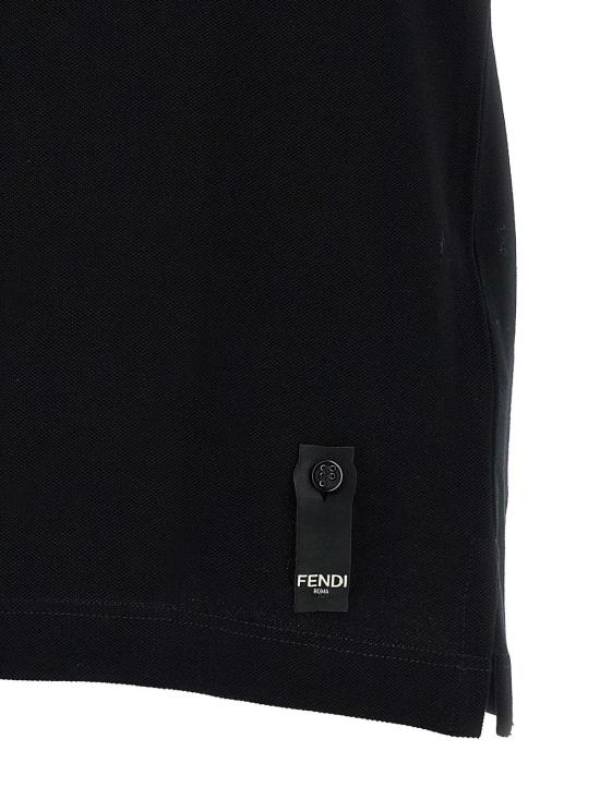  펜디 폴로 티셔츠 FF 메탈릭 로고 폴로 셔츠 네로 - FENDI