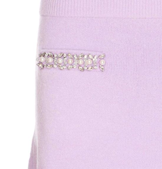  셀프 포트레이트 미디 스커트 크리스탈 니트  퍼플 - SELF PORTRAIT