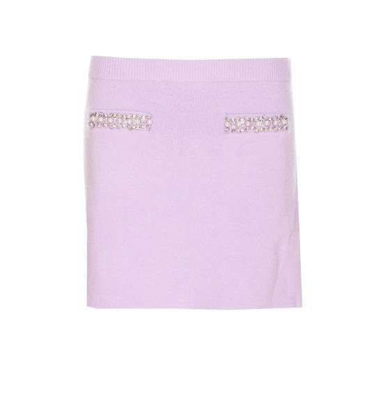  셀프 포트레이트 미디 스커트 크리스탈 니트  퍼플