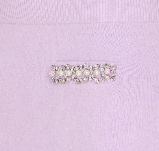  셀프 포트레이트 미디 스커트 크리스탈 니트  퍼플 - SELF PORTRAIT