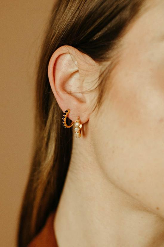  시에라 윈터 주얼리 이어링 카르마 후프  블랙 스피넬 - SIERRA WINTER JEWELRY