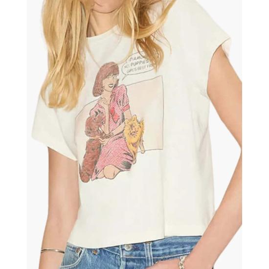  리던 반팔 티셔츠 Re/Done 50년대 박시 티 퍼피 빈티지 화이트 - RE/DONE