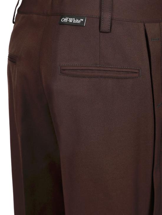  오프화이트 스트레이트 팬츠 울 와이드 레그 팬츠 브라운 - OFF WHITE