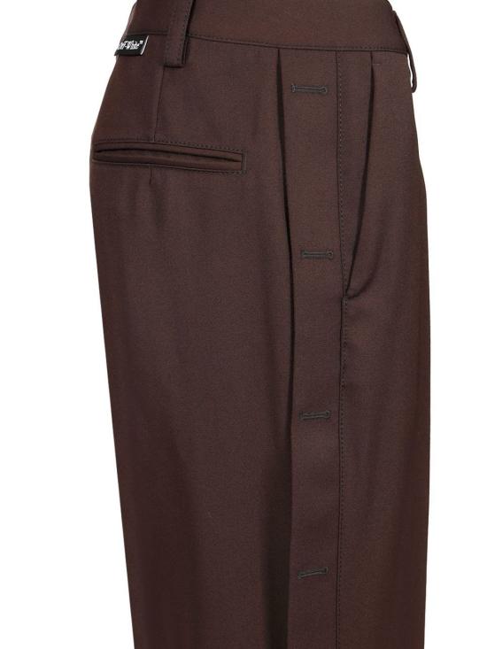  오프화이트 스트레이트 팬츠 울 와이드 레그 팬츠 브라운 - OFF WHITE